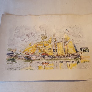 Reproduction of a watercolor by Paul Signac 1863/1935, &quot;Terres-Neuvas at Saint Malo&quot; by Braun et Cie. 1920.