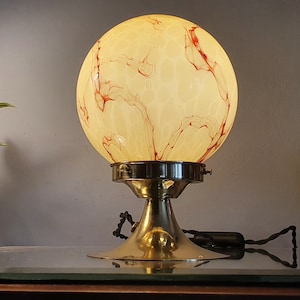 Paire de lampes de table, lampe de chevet Art Déco, marbre, globe