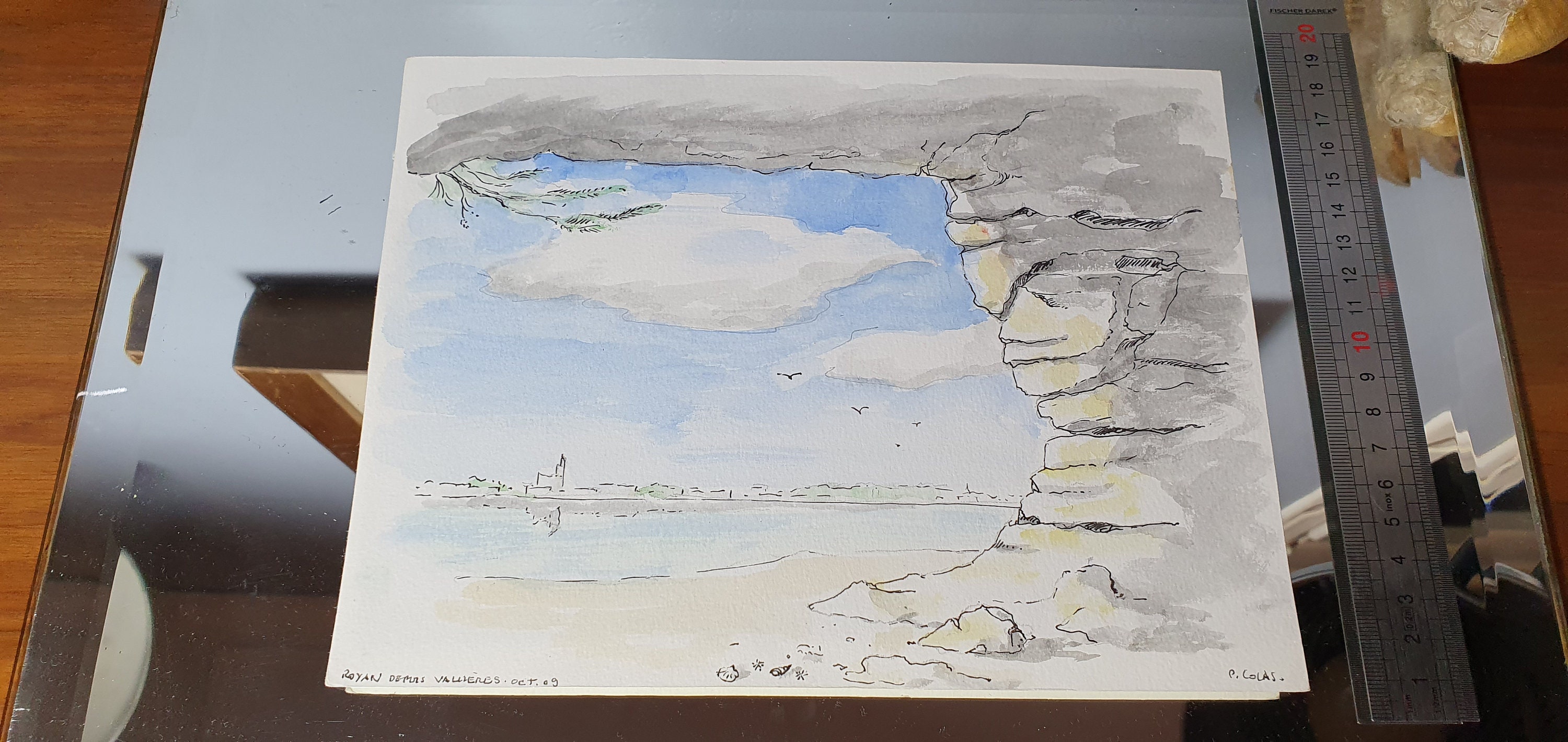 Aquarelle Signée Représentant Paysage de France. Royan. 24 X 18 cm.