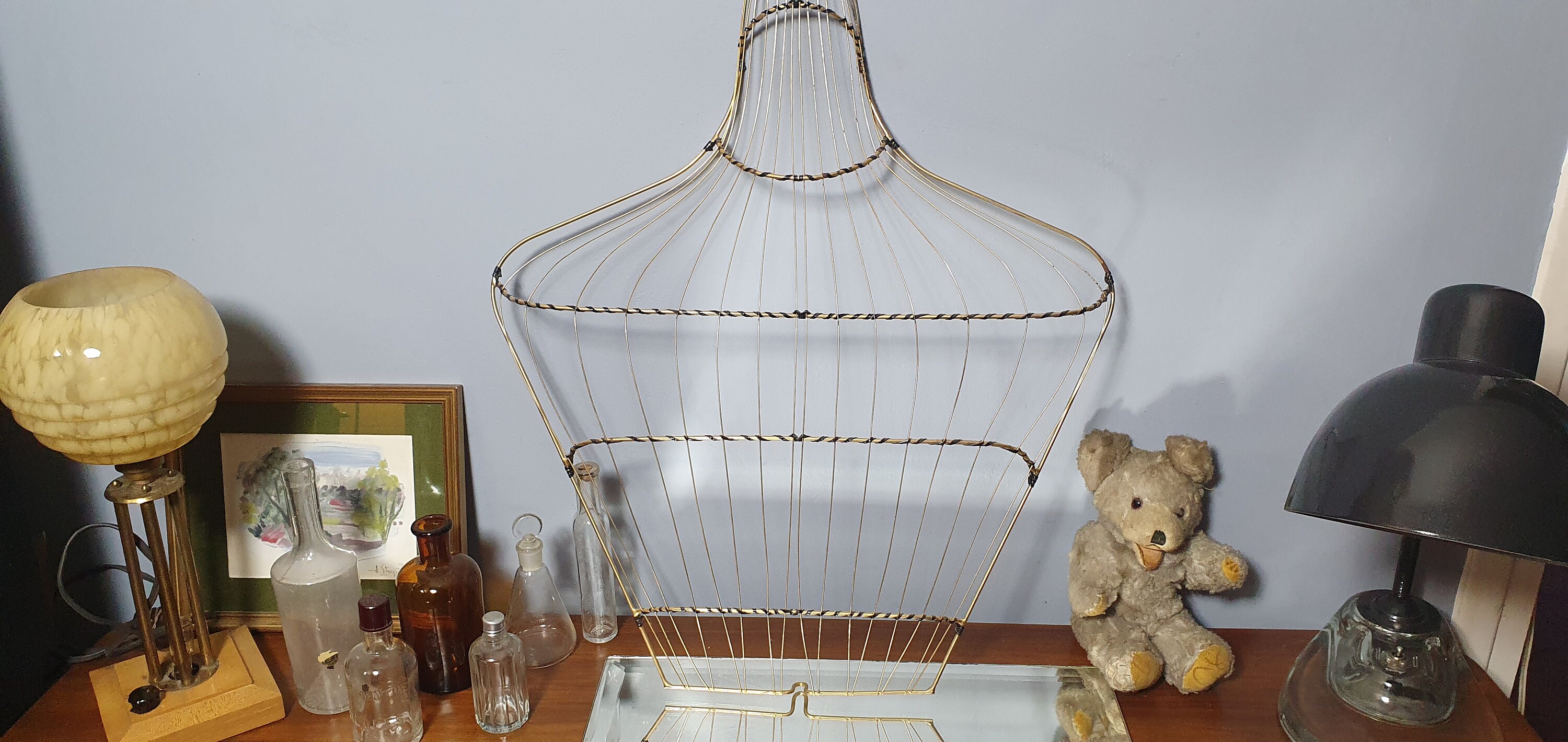 Buste Présentoir de Vitrine Ancien en Laiton Doré. 1950.