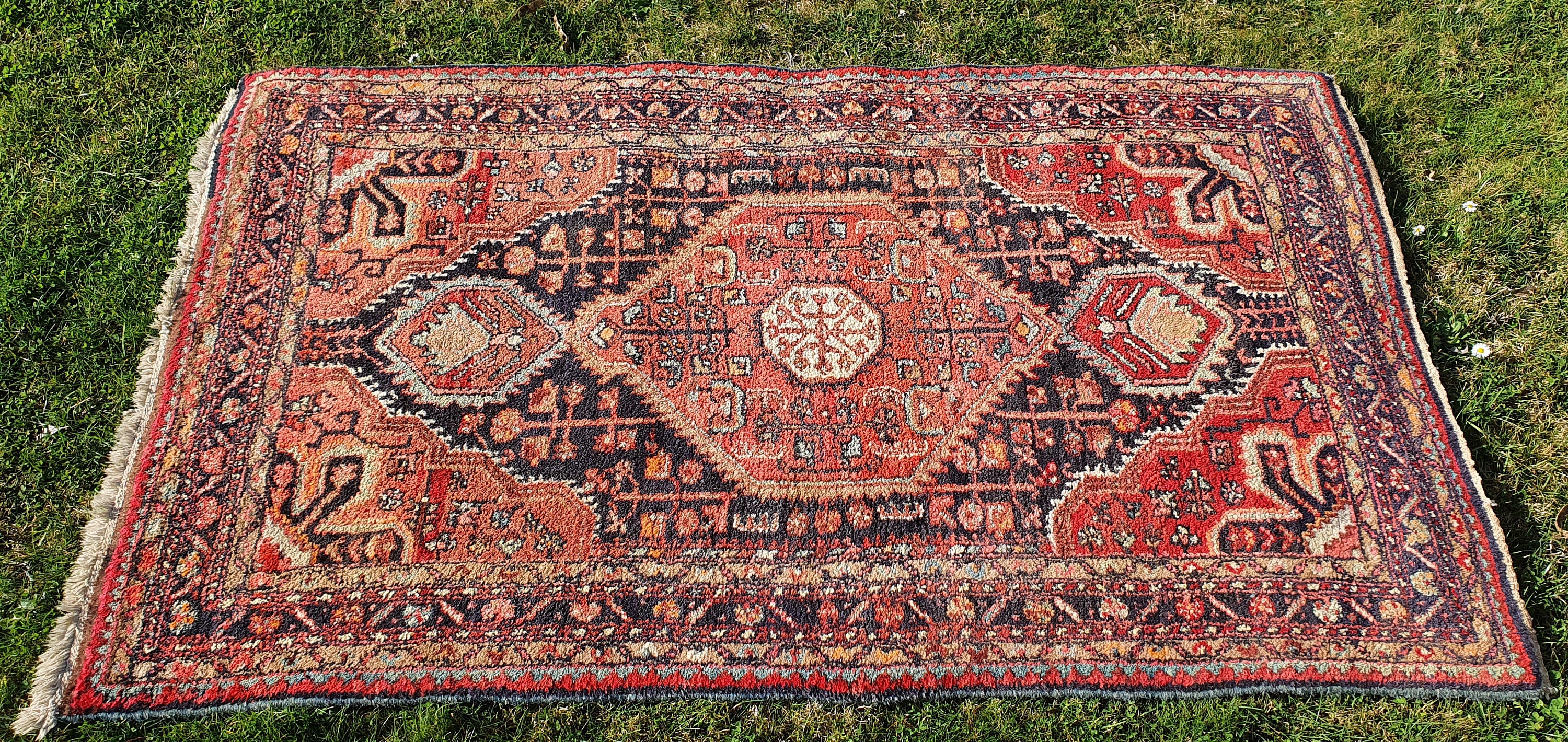 Tapis d'orient Vintage, Shiraz Noué Main Pure Laine. Parfait État. 190 X 114 cm.