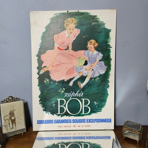 Affiche publicitaire cartonnée vintage "Zéphir BOB" . Made in France 1950s..
