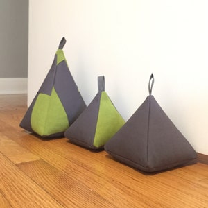 Grey & Green Doorstop Set, 3 Door Stops Set, Solid Grey Doorstops, Green Doorstops, 3 Doorstops, Heavy Door Stopper Set, Doorstop Gift Sets