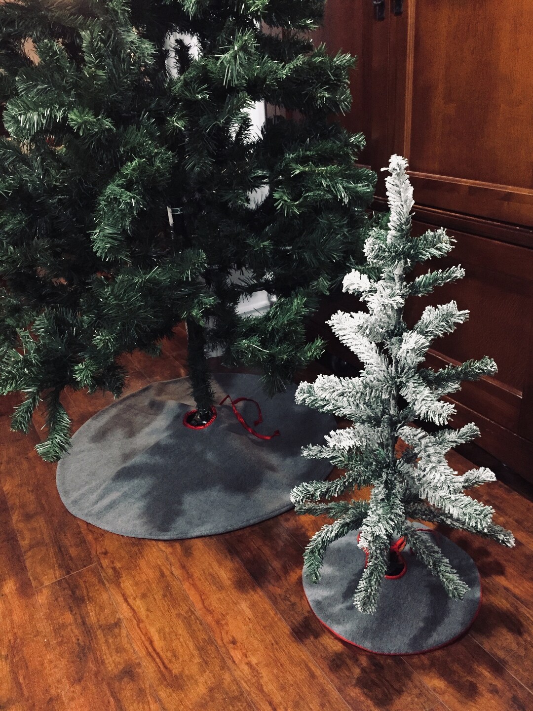 Fleece Christmas Tree Skirt Grey & Red Tree Skirts Fleece Etsy