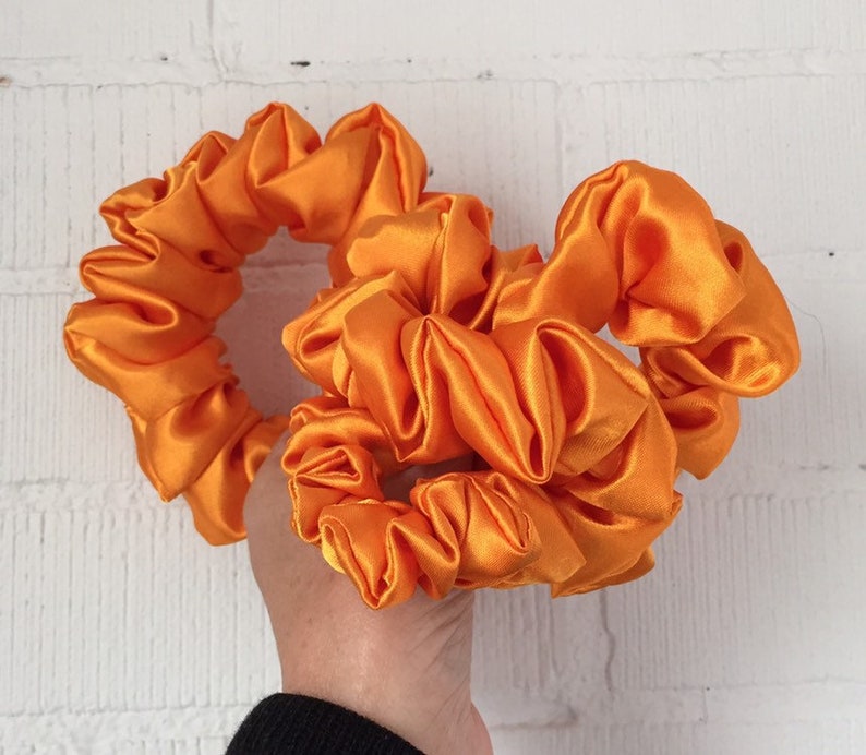 Orange Satin Scrunchienatural Hair Accessories Etsy