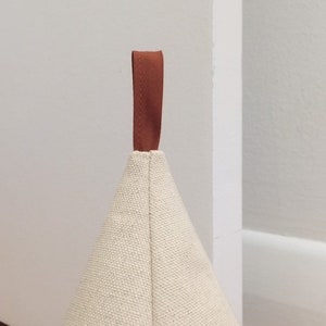 Easy Fill Doorstop, Cognac & Canvas Door Stop, Natural Fabric Door Stoppers, Knackered Mamas Soft Kick Doorstopper