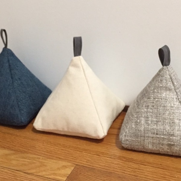 Grey & Canvas Doorstops, Easy Fill Door Stop, Weighted Doorstops Grey, Woven Fabric Doorweight, Small Fabric Doorstops, Cream Door Stops