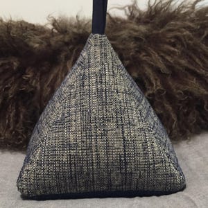 Trendy Blue Doorstoppers, Easy Fill Doorstop, Heathered Blue Door Stop, Weighted Door Stoppers, Knackered Mamas Doorstops, Pyramid Weights