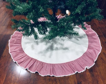 47” Christmas Tree Skirts, Custom Tree Skirts, Ivory Tree Skirts, Cotton Tree Skirts, Large Tree Skirts, Ruffled Tree Skirts, 7' Tree Decor