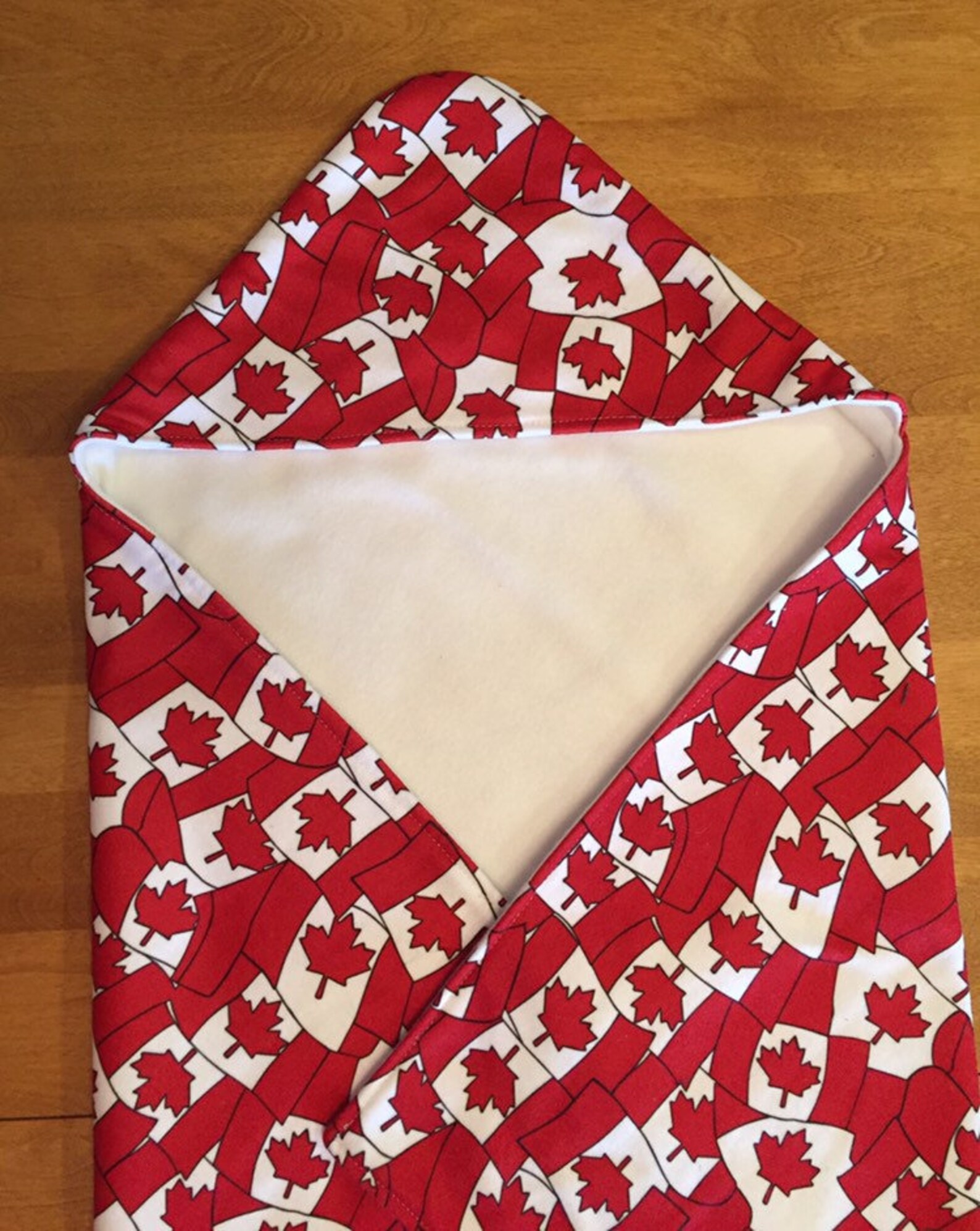 Hooded Baby Blankets Canada Flag Fleece Fabric Winter Etsy UK