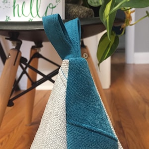Ice Blue & Teal Extra Large Sculpted Fabric Door Stop by Knackered Mamas, Easy Fill One-of-a-Kind Door Stopper, Soft Kick Fabric Doorstop