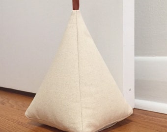 Easy Fill Doorstop, Cognac & Canvas Door Stop, Natural Fabric Door Stoppers, Knackered Mamas Soft Kick Doorstopper