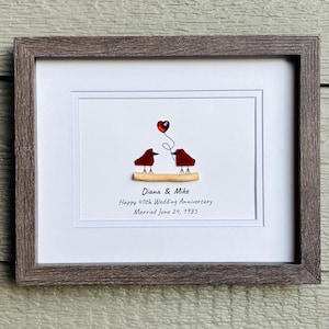 40th Wedding Anniversary Gift | Custom Ruby Anniversary Sea Glass Art