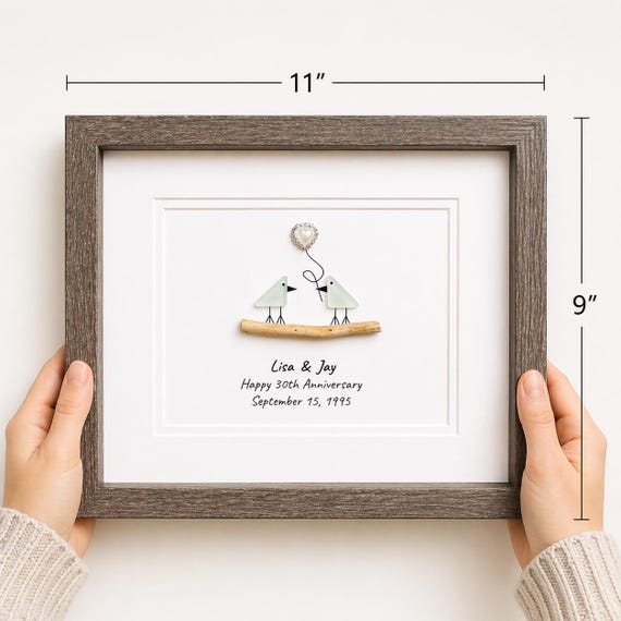 30th Pearl Wedding Anniversary Personalized Gift, 8 X 10” Framed
