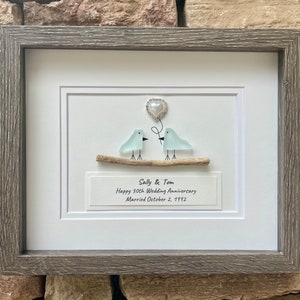 30th Pearl Wedding Anniversary Personalized Gift, 8 x 10” Framed Handmade Gift for Parents, Wife, Husband, Friends, Couple