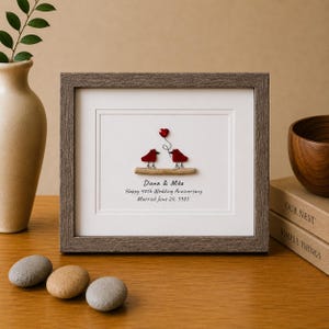 40th Wedding Anniversary Gift | Custom Ruby Anniversary Sea Glass Art