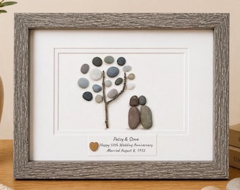 Personalized 50th Anniversary Pebble Art | Golden Wedding Gift
