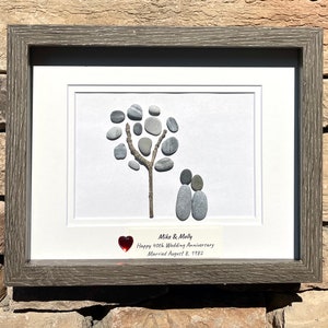 Ruby Anniversary Pebble Art Gift, 40th Wedding Anniversary Artwork, Personalized Anniversary Gift for Wife, Husband, Parents