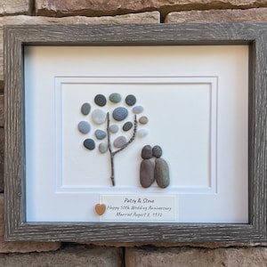 50th Wedding Anniversary Gift | Golden Anniversary Gift | Personalized 50th Anniversary Pebble Art | Gift for Parents, Wife, or Husband