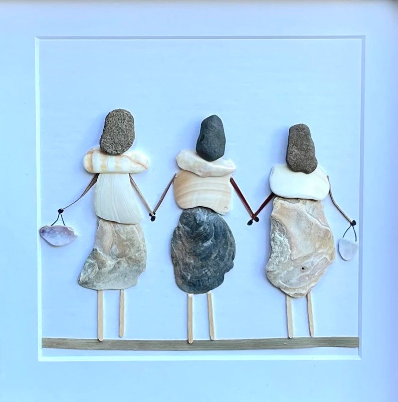 3 Sisters 3 Best Friends 8x10 Pebble and Shell Mosaic Art Etsy