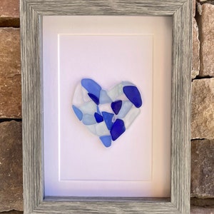Seaglass Love Heart in Rare Shades of Teal and Blue, 9x9