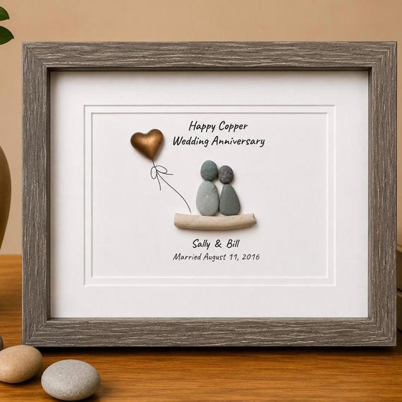 7th Wedding Anniversary Personalized Gift, Copper Seventh Anniversary Art, Copper Anniversary Gift for Wife, Husband, Friends
