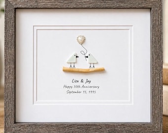 30th Pearl Wedding Anniversary Personalized Gift, 8 x 10” Framed Handmade Gift for Parents, Wife, Husband, Friends, Couple