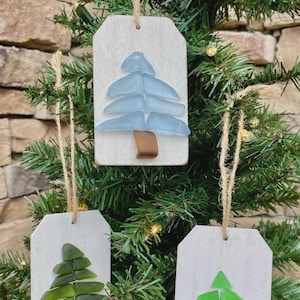 Sea Glass Christmas Tree Ornaments, Handmade Seaglass Holiday Decor