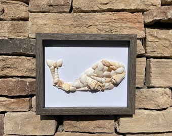 Whale Made From Sea Shells - Original Handmade Artwork - Beach House - Ocean - Seaside - Animal Artwork - Perfect Gift