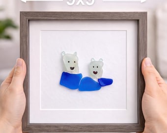 Sea Glass Polar Bear Art, Framed Winter Decor (8x8) - Etsy