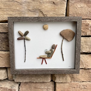 Sun Lounger on the Beach - Pebble Artwork