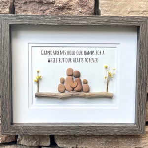 Gift for Grandparents, Gift from Grandkids, Original Handmade Pebble Art, Great Personalized Gift