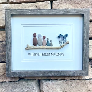 Gift for Grandparents, Gift from Grandkids, Original Handmade Pebble Art, Great Personalized Gift