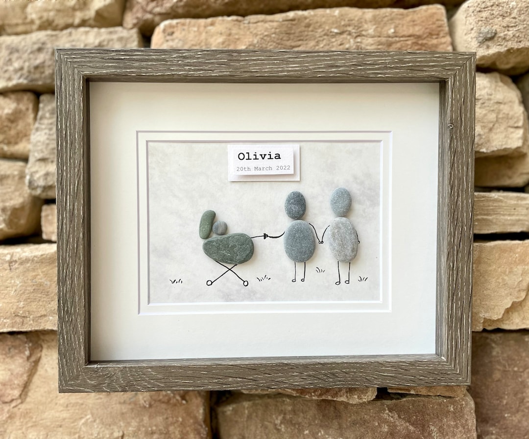 Personalized New Baby Pebble Art 8x10 Framed Picture of Etsy