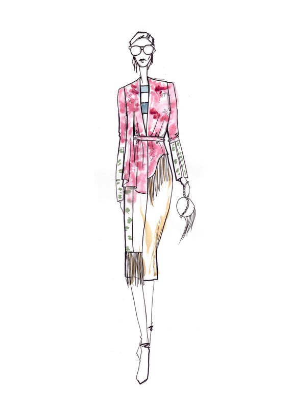 Spring Summer 2018 New Fashion Illustration Stylist Vogue Stunning Sketch Watercolour Print Etsy Australia