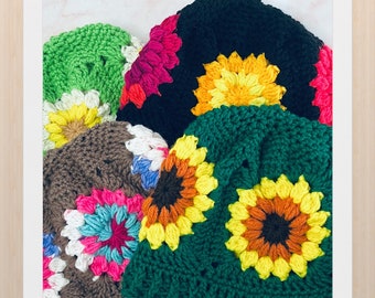 Granny square flower hat