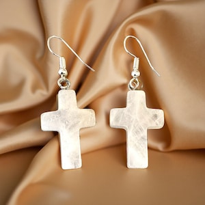 Cross Gemstone drop earrings, religious earrings, cross jewelry, cross earrings