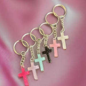 Cross Keychain, Religious Keychain, Resin Cross Keychain