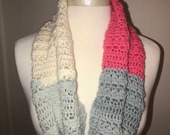 Knit Cowl/Eternity Scarf/Infinity Scarf/Cowl/Rainbow Scarf/Soft Knit Cowl/Winter Accessory/Neck Warmer/Ruffle Cowl/Long Cowl/Long Scarf