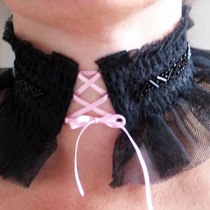 Tulle noir en coton smocké avec volant pour création de bijoux collier image 2