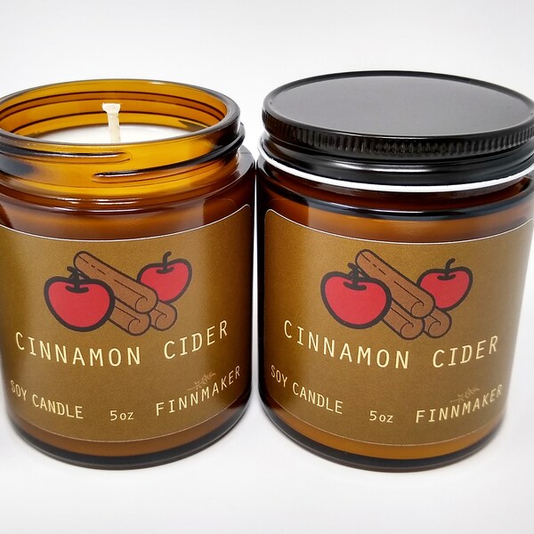 CINNAMON CIDER Soy Wax Candle | Apple Cider Cinnamon Sticks Cozy Fall And Winter Fragrance