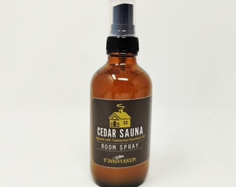 CEDAR SAUNA Kamerstraal | Geurspraynevel | Amberkleurige glazen fles van 4 oz