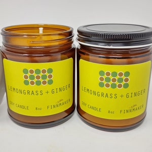 LEMONGRASS + GINGER Soy Wax Candle | Lemon Lover Citrus Scented Fragrance
