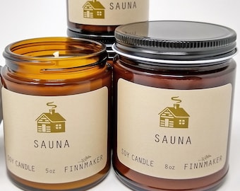 SAUNA Soy Wax Candle | Perfect Gift For Finnish, Yooper, Residents of the North Upper Peninsula, Wisconsin, Minnesota, Or Any Sauna Lover