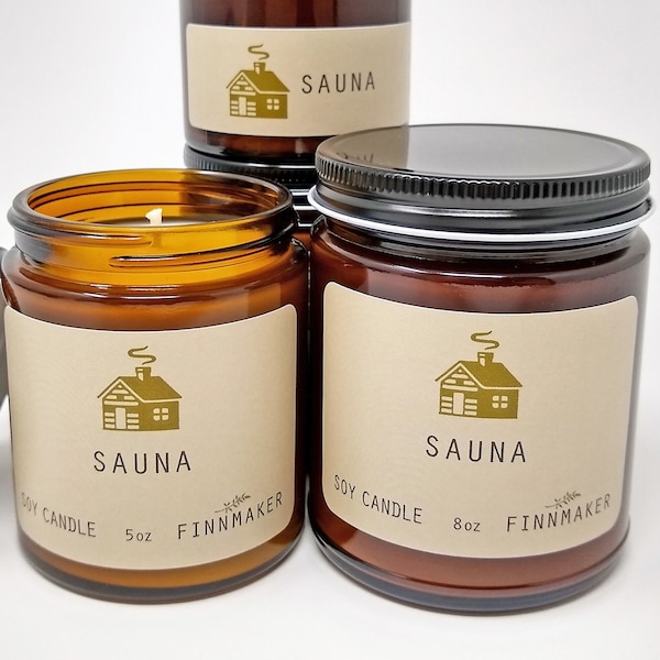 SAUNA Sojawachskerze | Perfektes Geschenk für Finnen, Yooper, Bewohner der North Upper Peninsula, Wisconsin, Minnesota oder jeden Saunaliebhaber