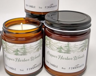 COPPER HARBOR WOODS Soy Wax Candle | The Keweenaw Peninsula In The Upper Peninsula Michigan