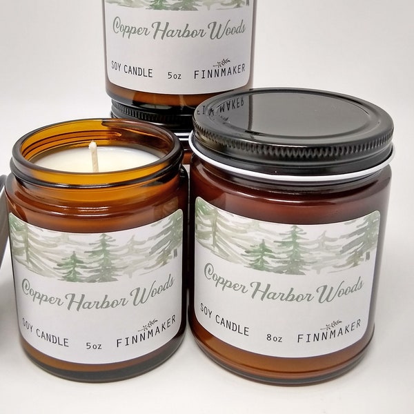 COPPER HARBOR WOODS Soy Wax Candle | The Keweenaw Peninsula In The Upper Peninsula Michigan