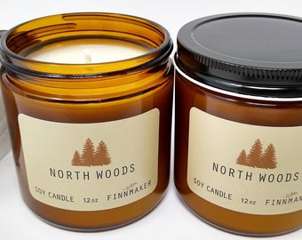 NORTH WOODS Soy Wax Candle | Earthy Midwest Woodland Scent