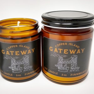 COPPER ISLAND GATEWAY Soy Wax Candle | Portage Lake Lift Bridge Houghton Hancock Calumet Upper Peninsula Michigan Yooper