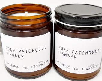 ROSE PATCHOULI + AMBER Soy Wax Candle